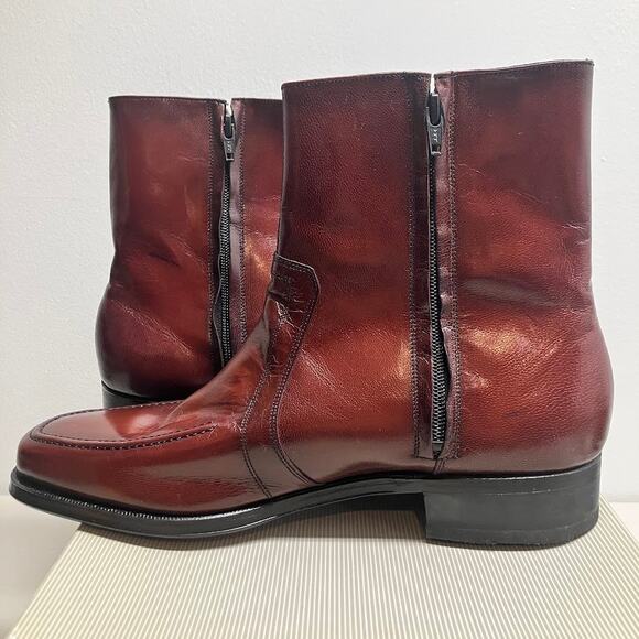 Florsheim Essex Moc Toe Zipper BEATLES Boot VINTAGE Black Cherry Mens Size 10 - Picture 6 of 15